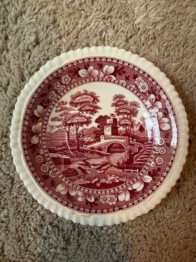 Copeland Spode Transferware 6” Saucer Red and White